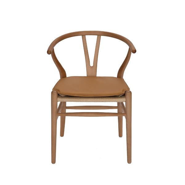 PU Leather Brown Tomile Wishbone Chair Cushion / Wishbone Chair Seat Cover