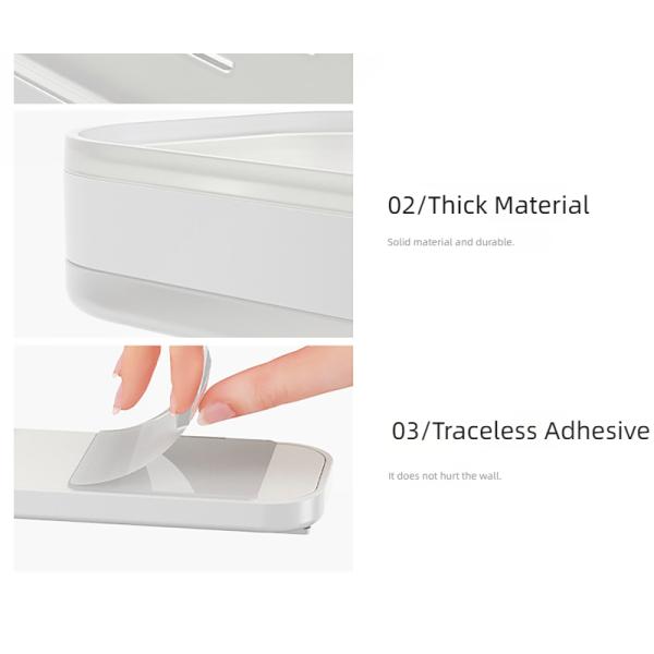 Drill-Free Plastic Shower Caddy Adhesive Shower Organizer for Bathroom and Kitchen