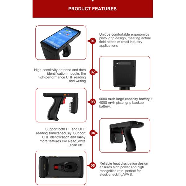 Android 8.1 Octa-Core 2.0GHz 2/4GB RAM 16/64GB ROM WCDMA 3G Fingerprint Reader Android Handheld UHF Meter Reading Device