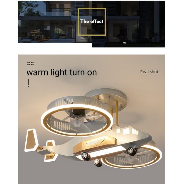 Мальчика модели бойца мультфильма комнаты мальчика дистанционного управления света вентилятора света самолета детей потолочное освещение спальни творческого