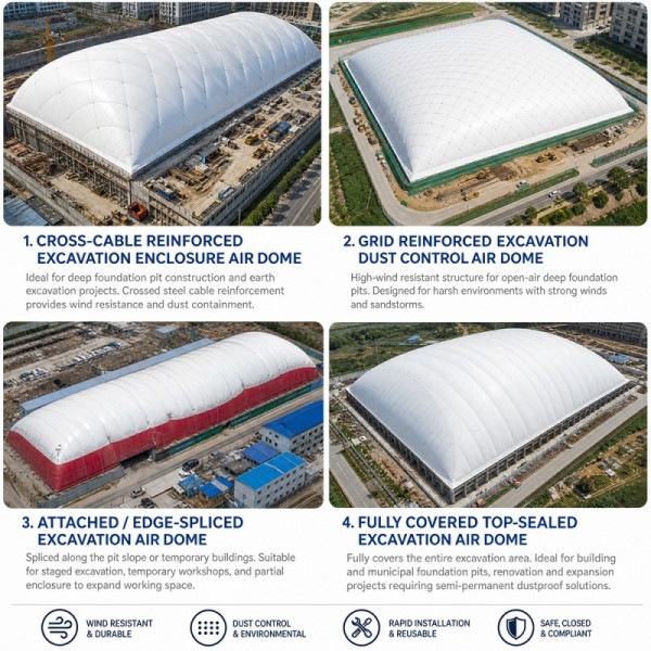 Negative Pressure Soil Remediation Air Dome Tent with VOC Filtration System & Flame-Retardant Fabric for Hazardous Pit Containment
