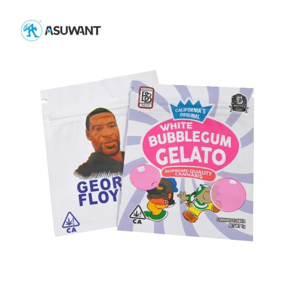 3.5g Weed Bags Smell Proof Thc Edible Mylar Bag Gravure Printing / Digital Printing