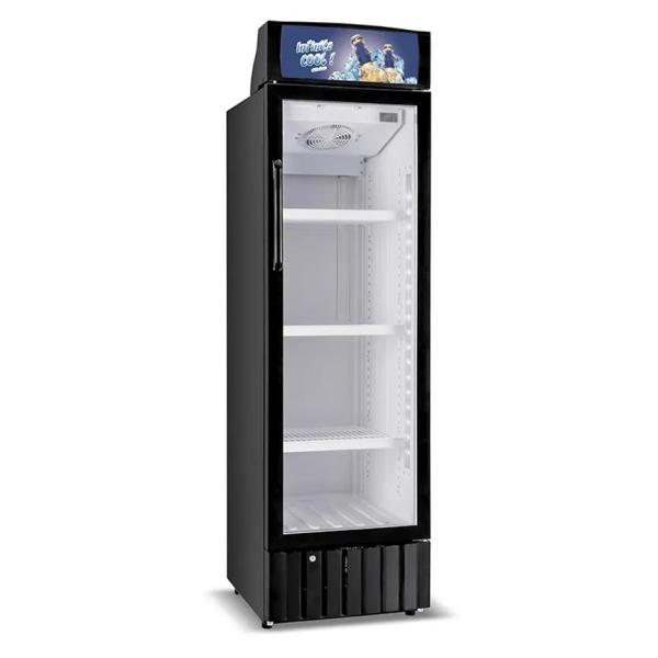 Коммерческий вентилятор охлаждения стеклянная дверь напитки дисплей вертикальный охладитель напитки холодильник