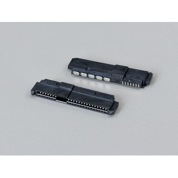 SAS 29P Right-Angle Solder wire Female Cable Connector with Positioning Peg, 15U Gold-Plated Electronic Electrical terminals Signal Connector for Server & Power Transmission