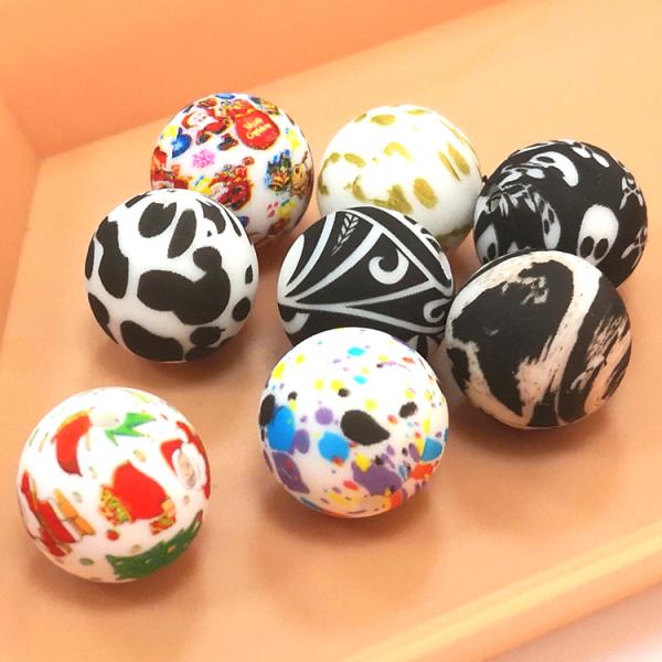 Chewable Leopard Print Silicone Beads 12mm Silicone Beads DIY Baby Toy