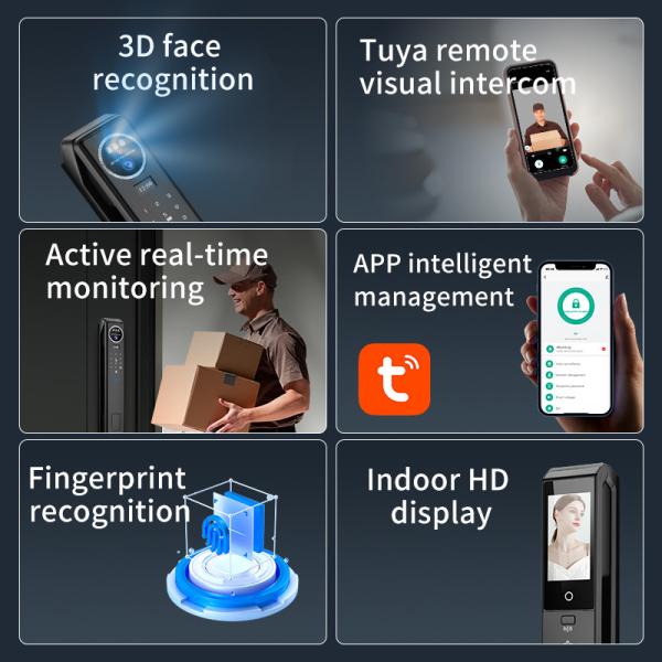Qleung WiFi APP Fingerprint Card Code Face ID Electronic Lock For Home Apartment