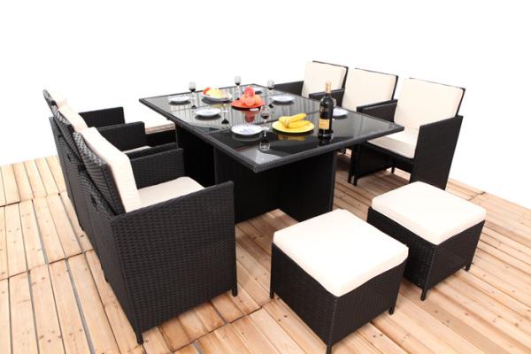 Promotion Rattan Furniture 11PCS Indoor / Outdoor Rattan Dining Sets Set With Cushion