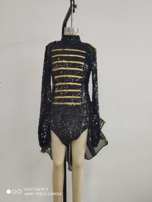 Costume Girls Dancewear Black And Gold Color Lace 100% Polyester