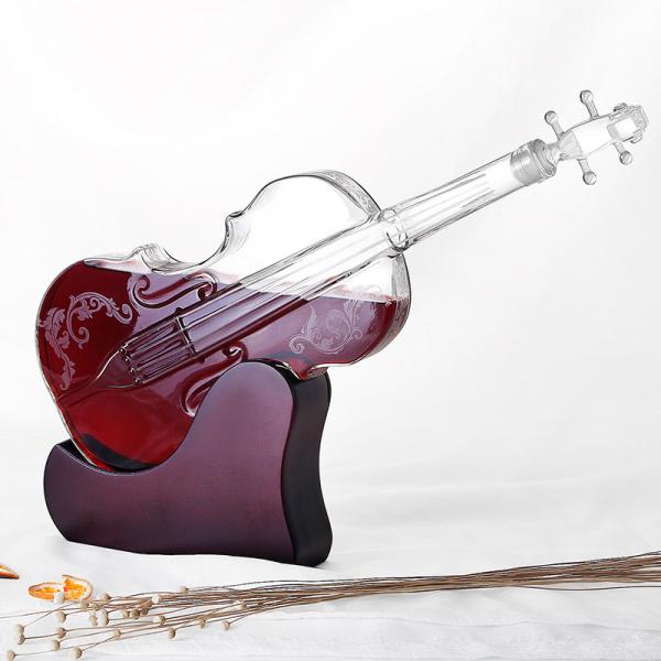 Creative Violin Shaped Vintage Whiskey Decanter , Single Wall Glass Wine Carafe