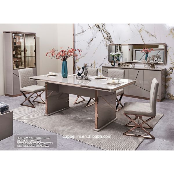 Wholesale Complete Modern Luxury Dining Room Sets Home Furniture Storage Simple Wooden 6 Seater Dining Table and Chairs Set