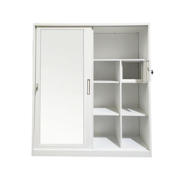 Pattern Printing 4 Door Metal Wardrobe Mirror Door Wardrobe High Rigidity