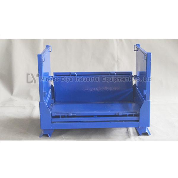 Blue Steel Warehouse Storage Racks , Industrial Steel Folding Turnover Pallet Box