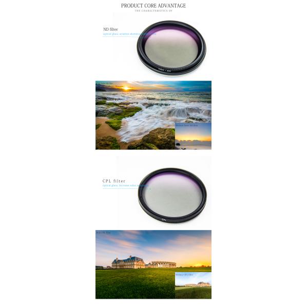 Camera Filter Kit UV CPL VND HD Camera Lens Filters With Super Coating And Glass