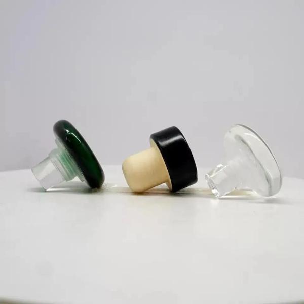 Customized Size Aluminum Glass T Shape Cap with Polymer Stopper and Wooden Painting
