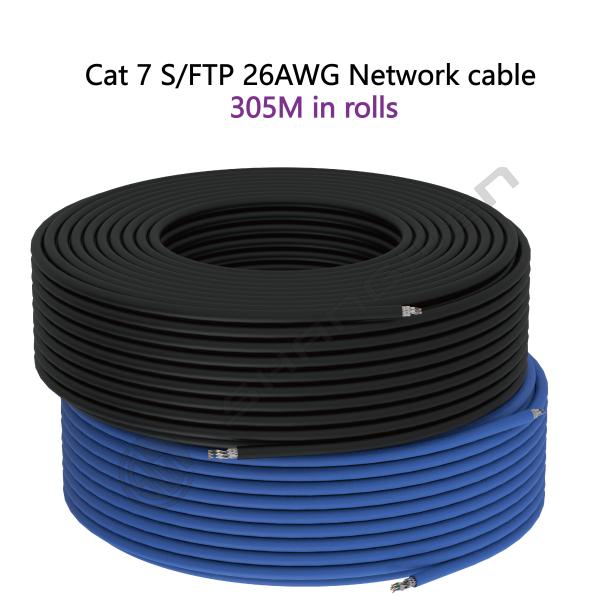 CE ROHS FTP UTP SFTP Cat7 Conector Rj45 Cable de red Lan 1000 pies CAT7 LAN AWG23 S/FTP 100% Cobre Naranja