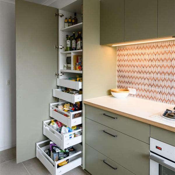 Custom Matcha Green Lacquer Compact Kitchen Kitchenette For Apartments Hotel
