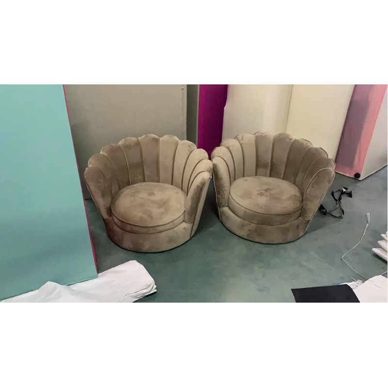 Modern Living Room Furniture Armchair Pink Velvet Upholstery Shell Sofa Chair With Gold Legs