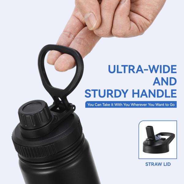 32 OZ Bouteille d'eau isolée Violet Grand métal isolée en acier inoxydable Bouteille d'eau de sport grande Bouteille d'eau de voyage avec 2 couvercles Bouteille thermique isolée