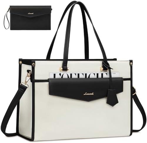 LOVEVOOK Laptop Bag for Women, 15.6 inch Laptop Tote Bag 2-in-1 Professional Work Bag Business Briefcase with Clutch