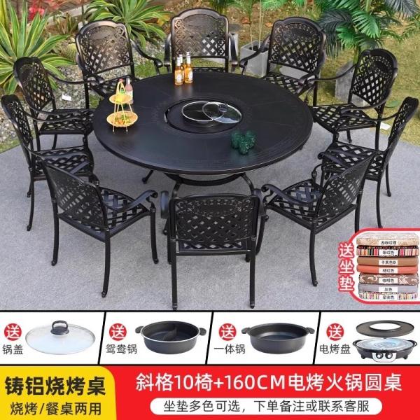 Outdoor Cast Aluminum BBQ Table And Chairs Set Seats 2-10 People
