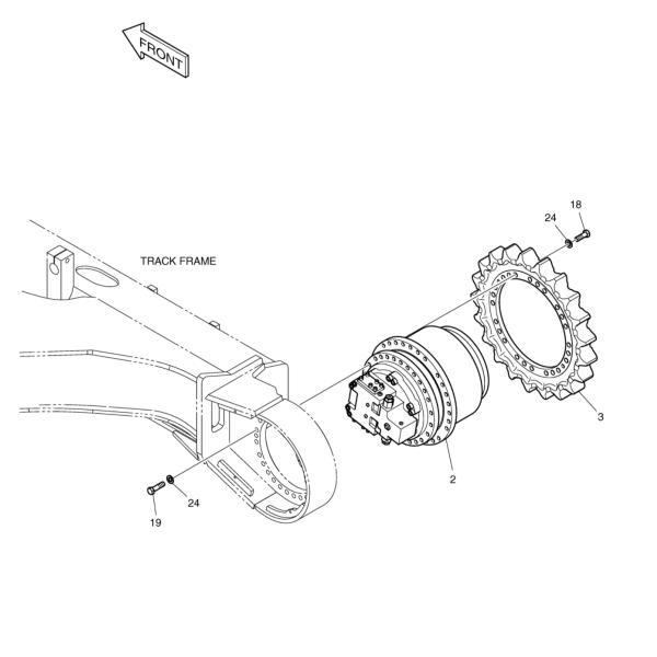 K1003131 Excavadora de Doosan Dispositivo final del motor hidráulico Viaje DX300 Dx340 Dx340lc Dx350lc