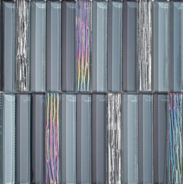 Decorative And Stylish Gray 300x300mm Interior Wall Glass Mosaics For Apartment And Renovation Project