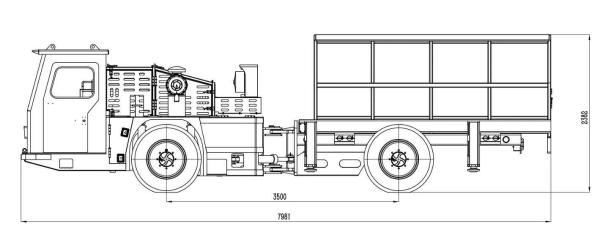 Underground Fire Fighting Vehicle Water Tank Carrier for Mining 7795x1900x2235mm