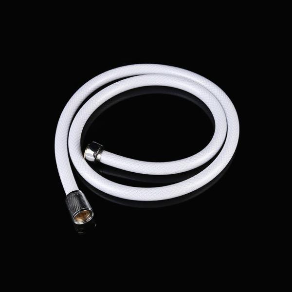 White Color PVC Shower Hose , 1.5M Double Lock Shower Hose With Plastic Nut