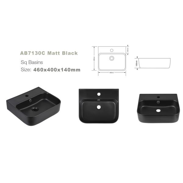 Chaozhou Popular Models Matt Black Rectangular Art Wash Basin Ceramic Basin Above Counter basin