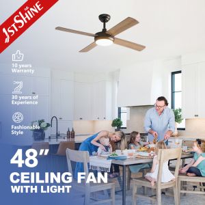 48 Inch Decorative Ceiling Fan with MDF Wood-Look Blades and Integrated LED Light for Bedroom and Office