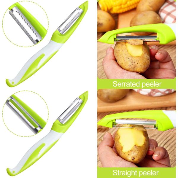 Safe Vegetable Prep Stocked Peeler Julienne Peeler and Mandoline Slicer in 19*2.5*2cm Size