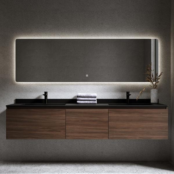 Wall Mounted Double Sink Solid Wood Bathroom Vanity Cabinet for Customized Made Order