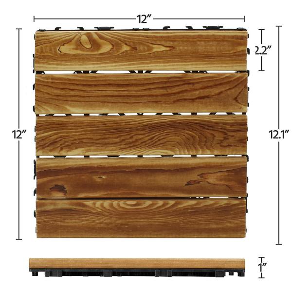 Acacia Hardwood Interlocking Deck Tiles Brown Patio Wooden Deck Flooring