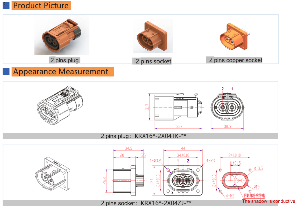 New Energy battery connector IP67 Socket high current hv connector Series Single pin high voltage ev battery connectors