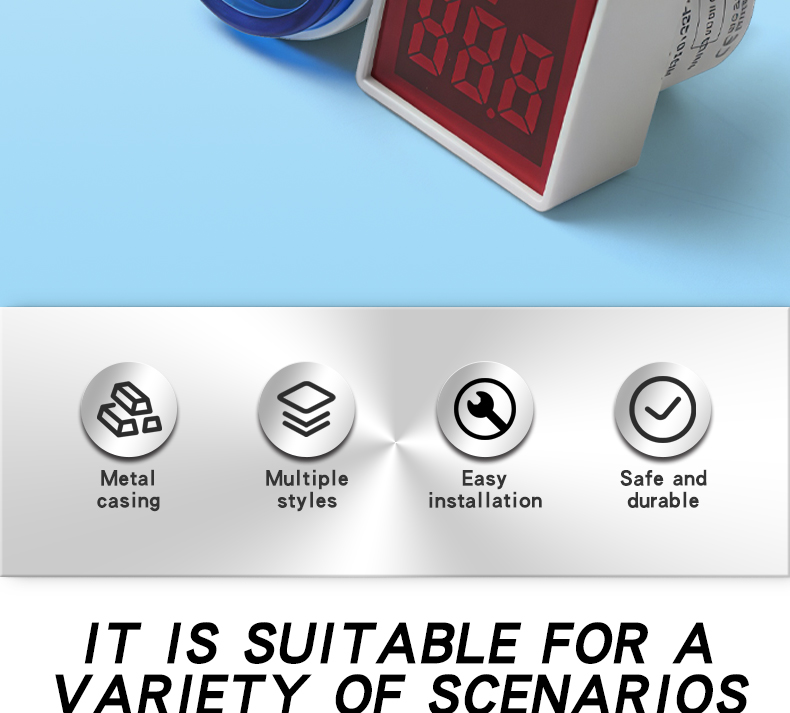 European Standard Small Panel Meters Digital LED Display Indicator with Universal Square Plug Voltmeter
