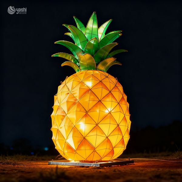 Custom Giant Pineapple Fruit Lantern, Large LED Tropical Fruit Light Sculpture for Park & Harvest Festival
