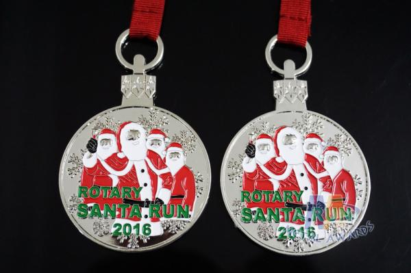 Christmas Logo Custom Fiesta Medals Both Side Design With 800 * 10MM Lanyard