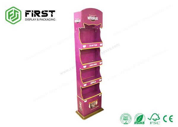 Supermarket Promotional Folable Paper Cardboard Floor Display Shelf With Custom Logo