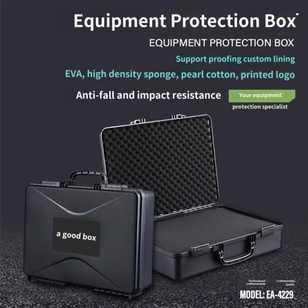 Boîte à outils multiplateforme noire résistante aux chocs et à l'explosion PP