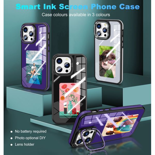 IPhone 16 Mobile Phone Case Metal Magnetic IPhone 17 Mobile Phone Case DIY Color Display Mirror Suitable For Apple Mobile Phone Protective Cover NFC Screen Ink Screen Mobile Phone Case
