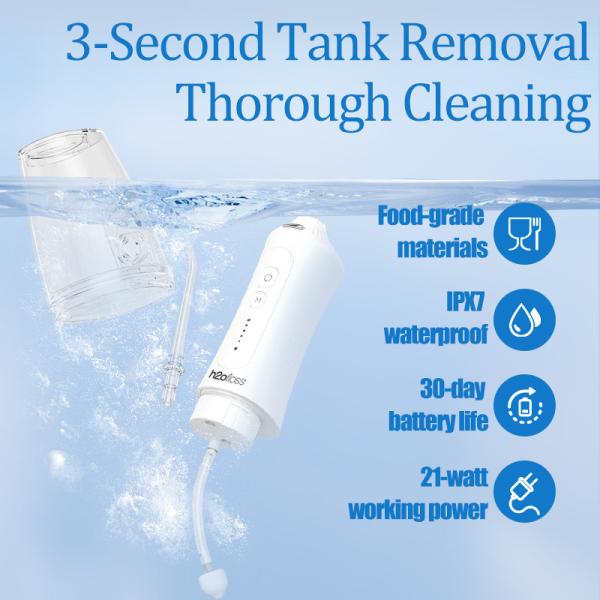 Upgraded 300ml Cordless Water dental flosser TYPE C Rechargeable Portable water jet flosser
