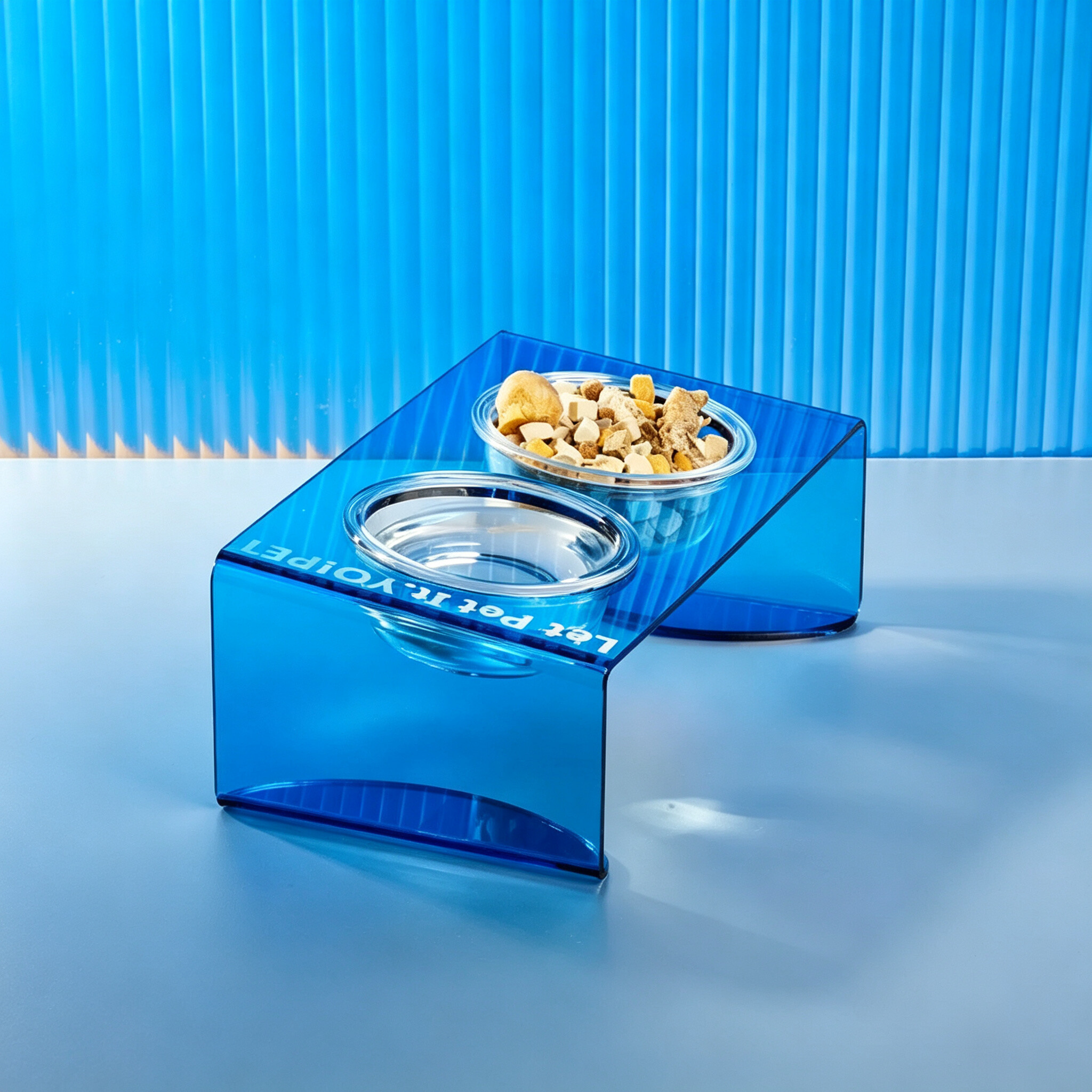 Elevated Clear Acrylic Feeding Stand for Cat Bowls, Neck Protection Food & Water