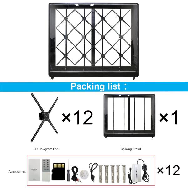 4x3 Outdoor 3d Holographic Splicing Display  Cabinet Projector Led Advertising 3d Hologram Fan Screen Sheet Metal Bracket