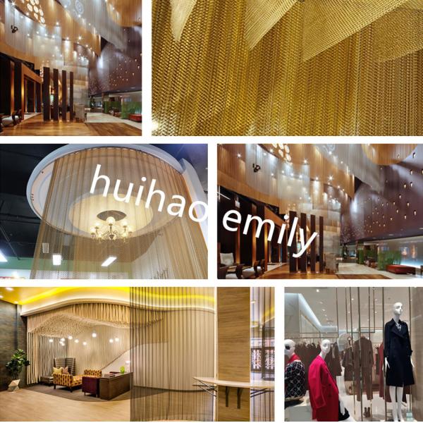 Декоративная кольцевая сетка занавес драпировки, пользовательский цвет Металлическая сетка занавес