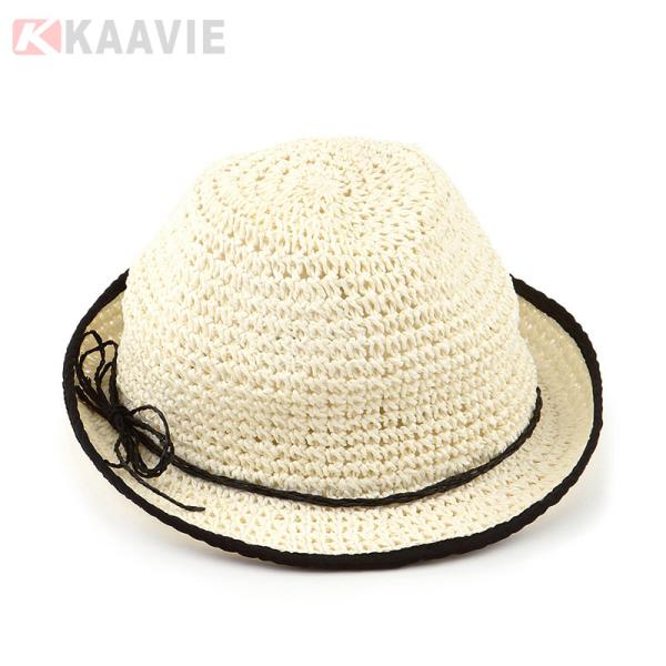 Customized 58cm Plain Straw Panama Hat Womens Beach Straw Hats For Sun Protection