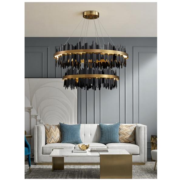 Modern Creative Circle LED Black Chandelier Lobby Hotel Light(WH-CY-164)