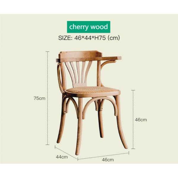 Simple Household Armrest Dining Chair Small Apartment Nordic Retro Backrest Leisure Rattan Dining Chair