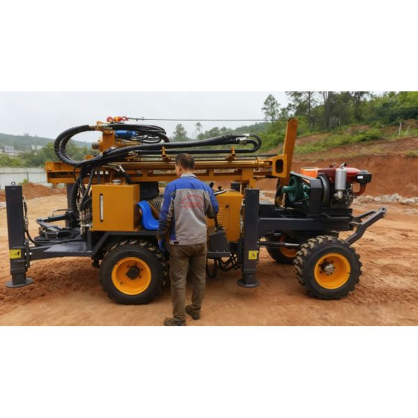 Durable Tire Type Water Well Drilling Rig With High Safety