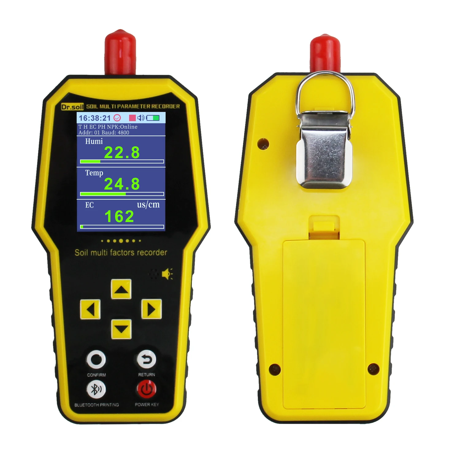 7-in-1 Portable Soil Fertility Meter with 5000mAh Lithium Battery and 1 Million Data Records for NPK, PH, EC, Temp & Humidity