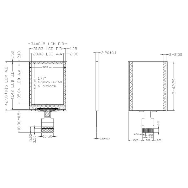 1,77 модуль 128x126 дюйма TFT Lcd ставит точки экран дисплея Lcd 1,77 дисплей RGB TFT LCD дюйма
